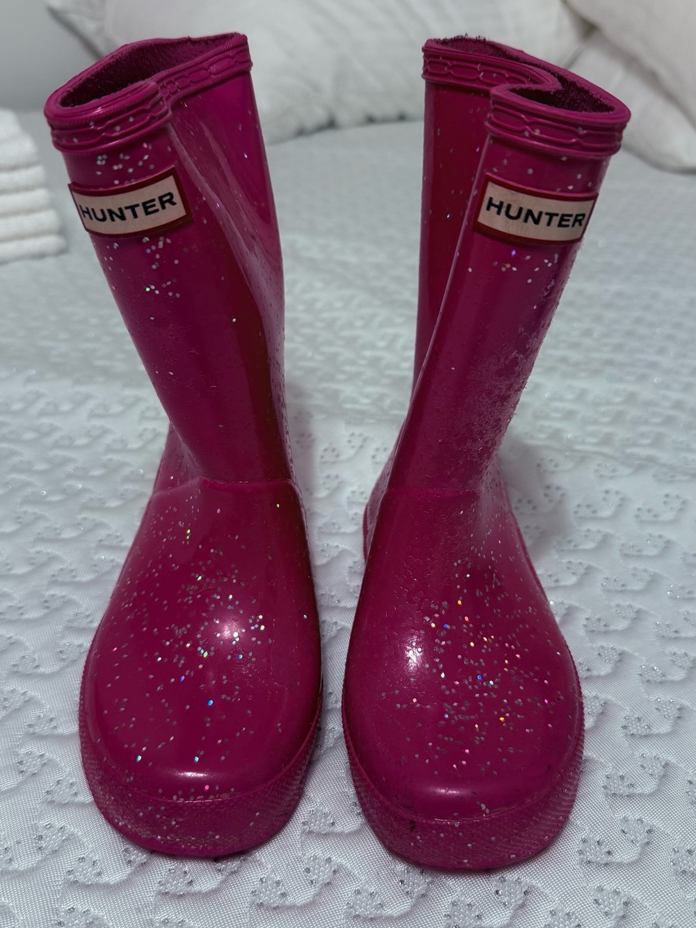 Hunter Kids Magenta Glitter Rain Boots